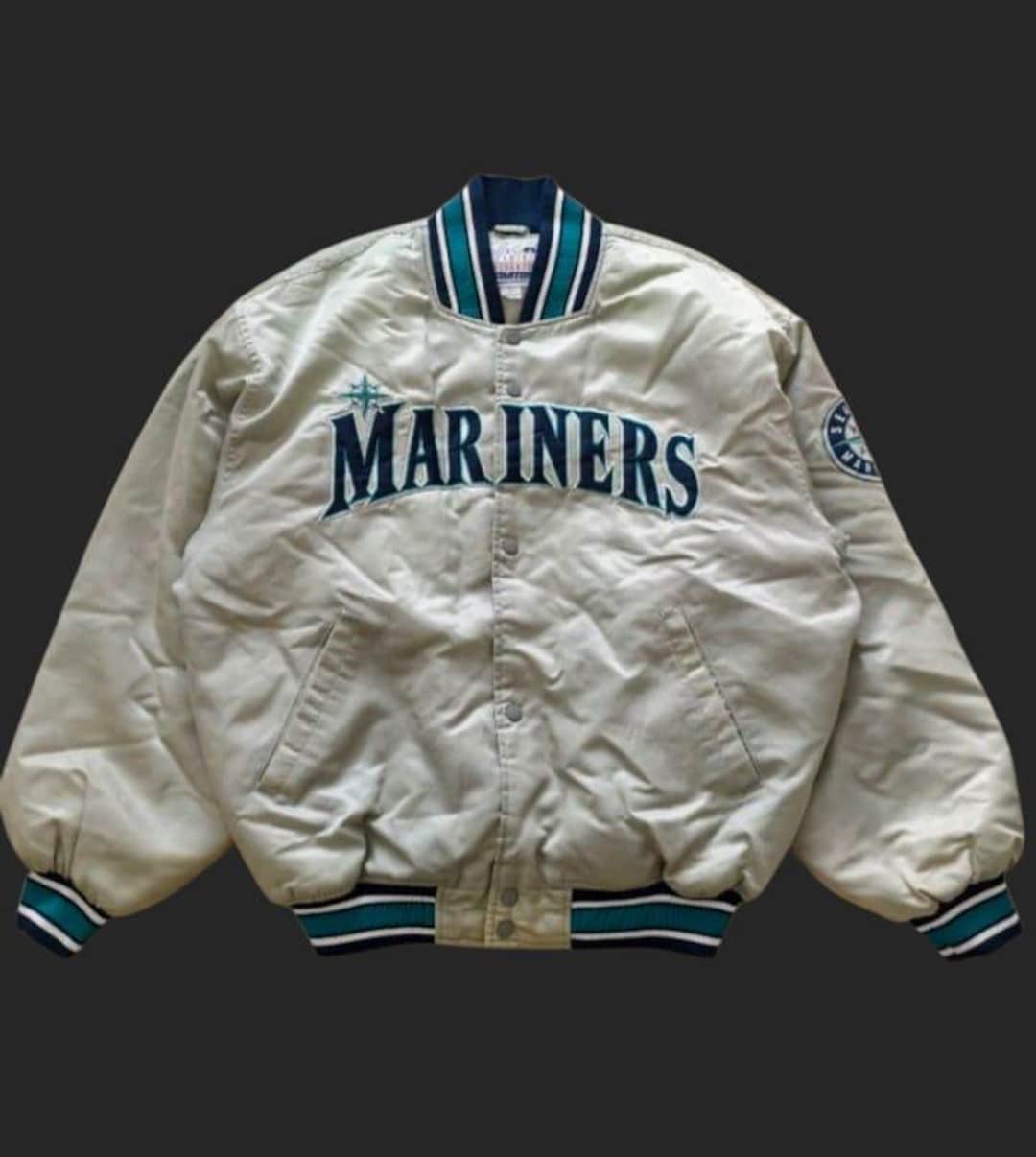 Vintage 90's Seattle Mariners Baseball Team White Large Jacket