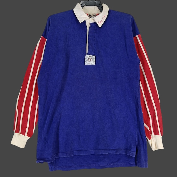 Vintage 90's Benetton Color Block Rugby Polo Shirt Rugby Medium