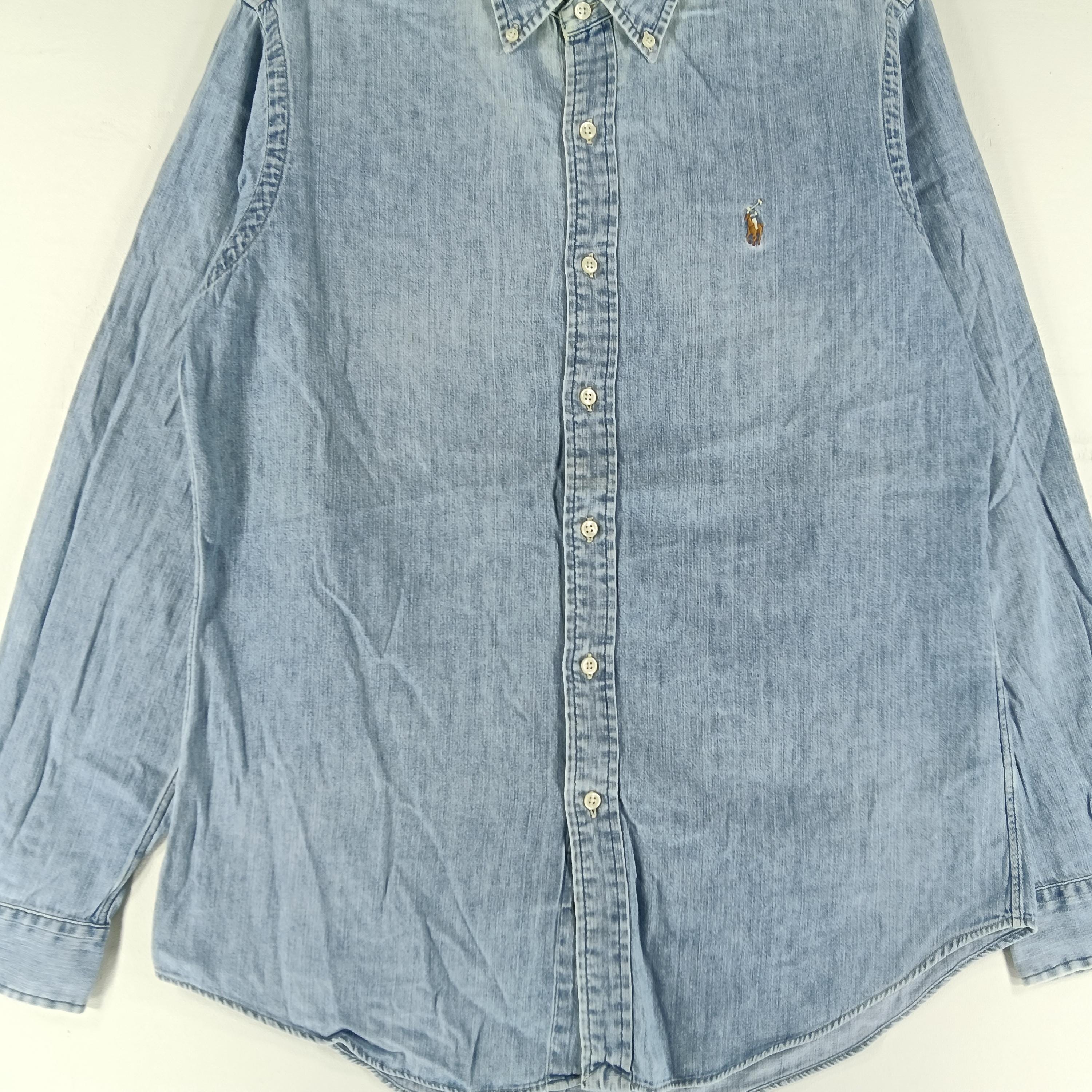 Vintage Polo Ralph Lauren Jeans Shirt Medium 90s Polo Pony Blue