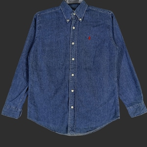 Vintage Polo Ralph Lauren Jeans Shirt Small 90s Polo Pony Blue Denim Oxfords Polo Ralph Lauren RL 67 Jeans Button Up Shirt Size S