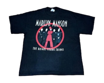 Vintage Marilyn Manson American Band Songwriter Singer Black Xlarge T Shirt Genre Metal Hard Rock Alternative Rock Tour Tees Shirt Size XL