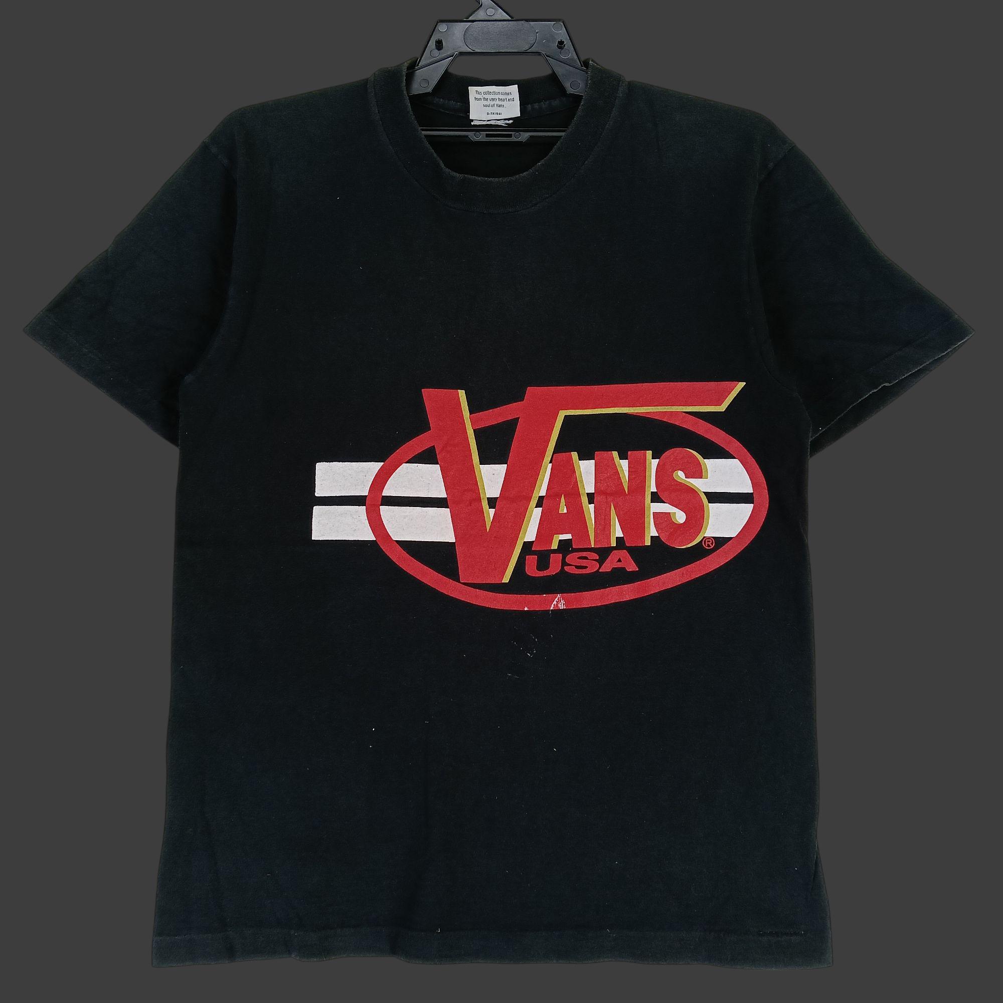 Vintage 90's Vans Black Medium T Shirt Vans Skateboard Streetwear