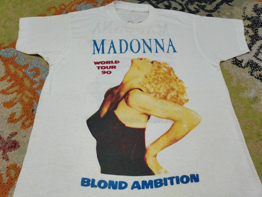 トップス 90s madonna band tee Vintage 90's Madonna American Singer Songwriter Actress Large
