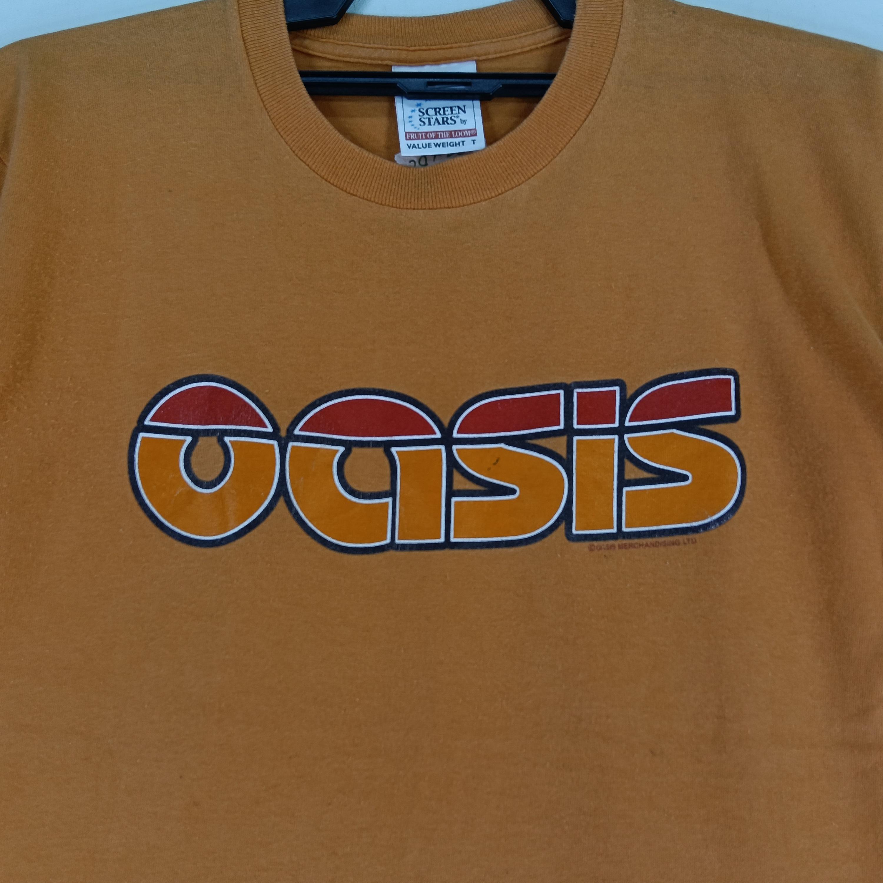 Vintage 90's Oasis English Rock Band Orange T Shirt Shirts Genre