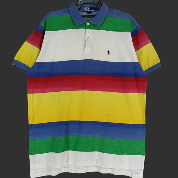 Vintage Ralph Lauren Stripes Polo Shirt Xlarge 90s Sportswear
