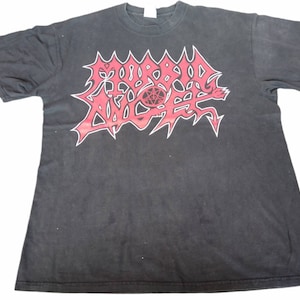 Vintage 90&#39;s Morbid Angel American Death Metal Band Black Large T Shirt Gateway To Annihilation Tour Shirts Band Tees Genre Music Size L