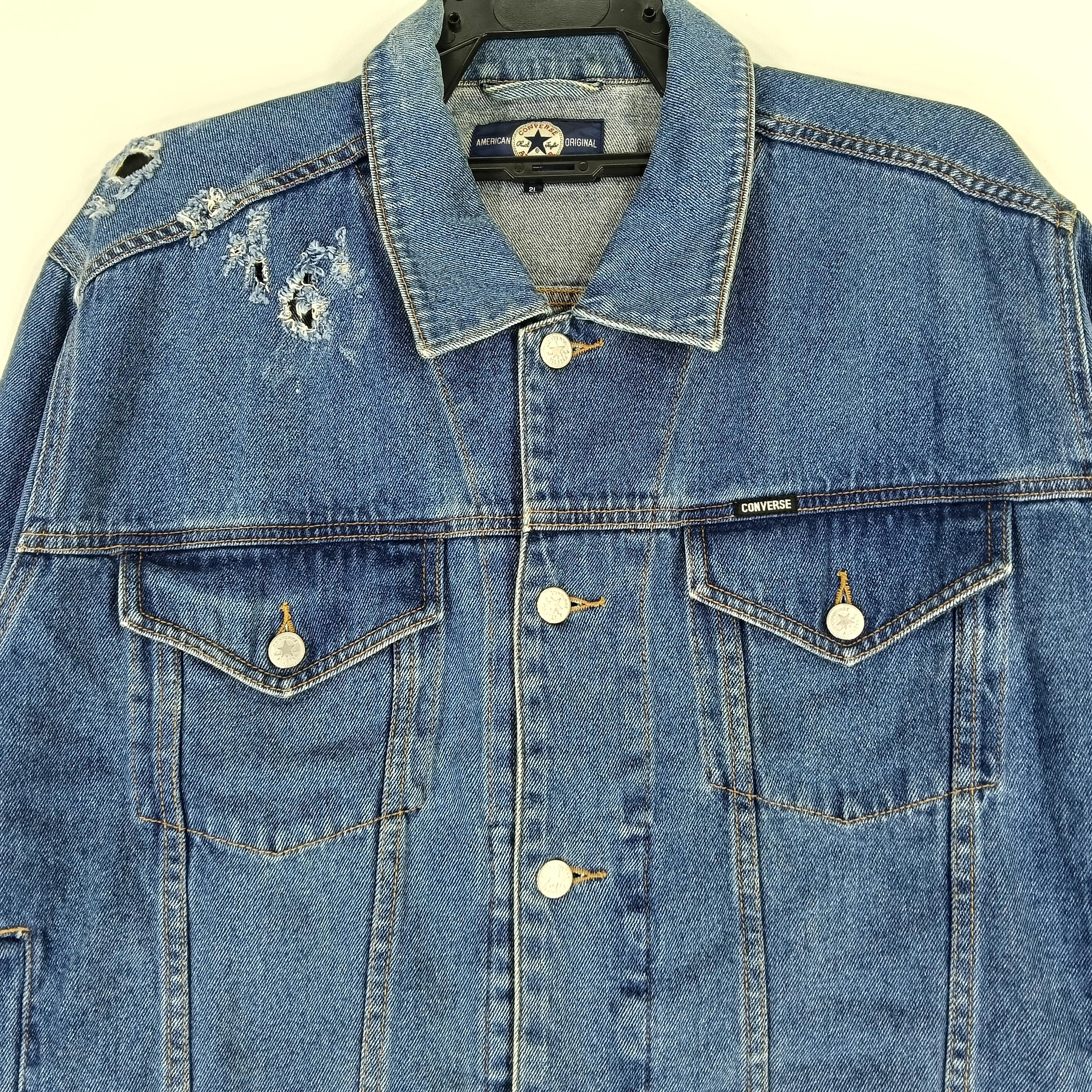 Vintage 90's Converse Denim Distressed Blue Large Jacket