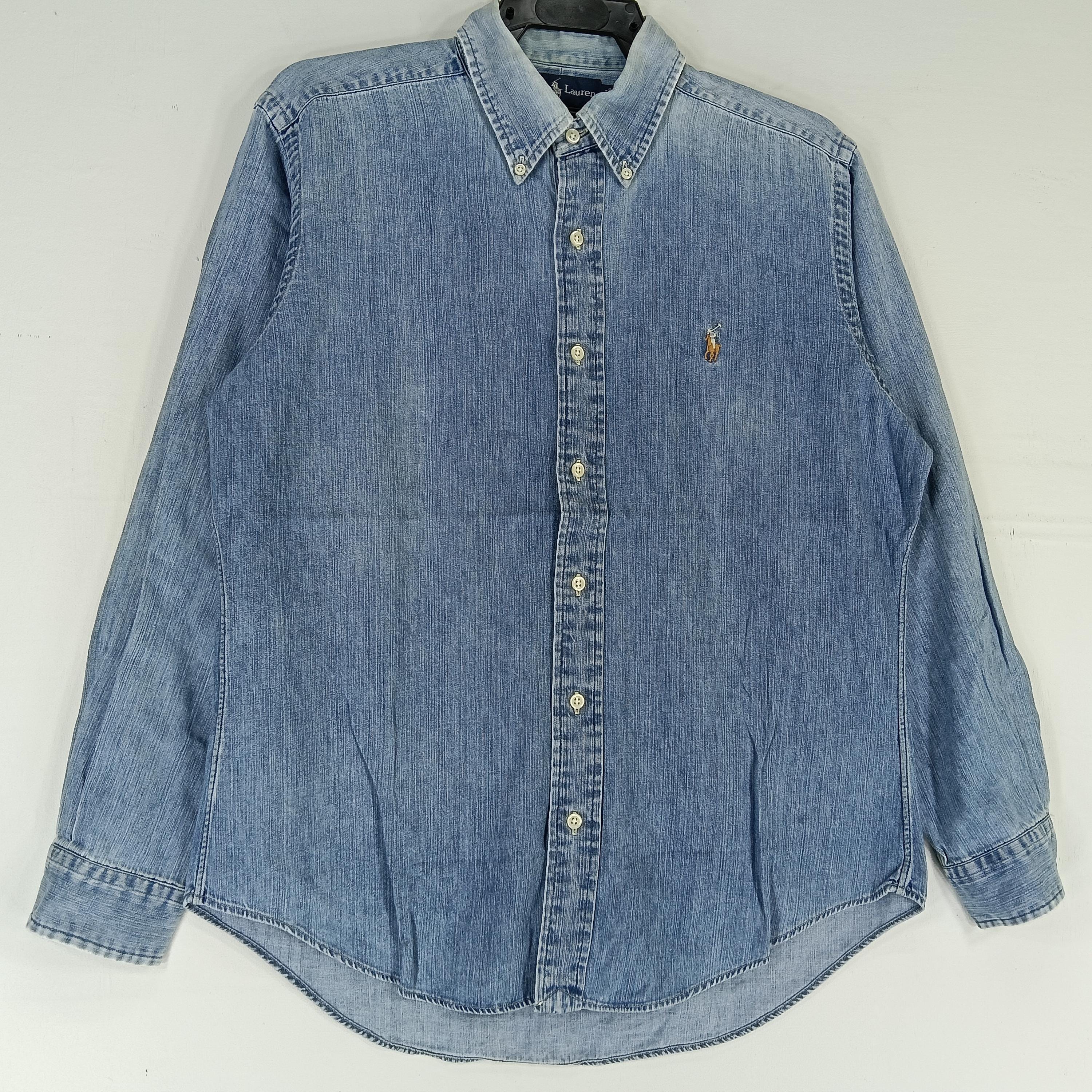 Vintage Polo Ralph Lauren Jeans Shirt Large 90s Polo Pony Blue