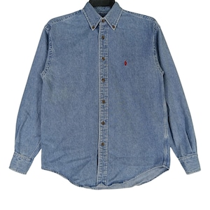 Vintage Polo Ralph Lauren Jeans Shirt Small 90s Polo Pony Blue Denim Oxfords Polo Ralph Lauren RL 67 Jeans Button Up Shirt Size S