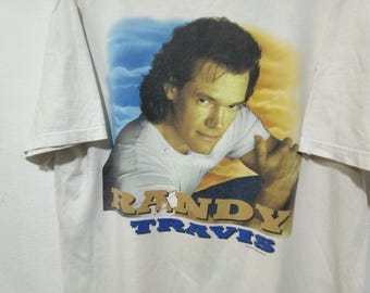 Vintage 90's Randy Travis American Country Singer White Xlarge T