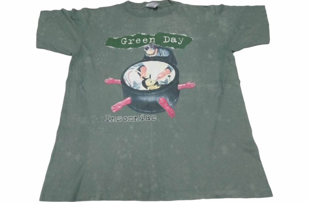 Vintage 90's Green Day Band Rock Punk Green Xlarge Insomniac Tour