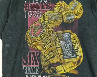 ファングッズ Chicago Bulls NBA Champs T-Shirt 90's Vintage 90's Chicago Bulls 1998 Basketball Champions Black Xlarge