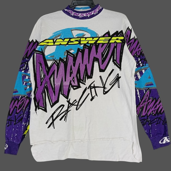マ*ト様 90's ANSWER RACING モトクロスシャツ　L Vintage 90's Answer Multicolor Motorcross Racing Small Shirt