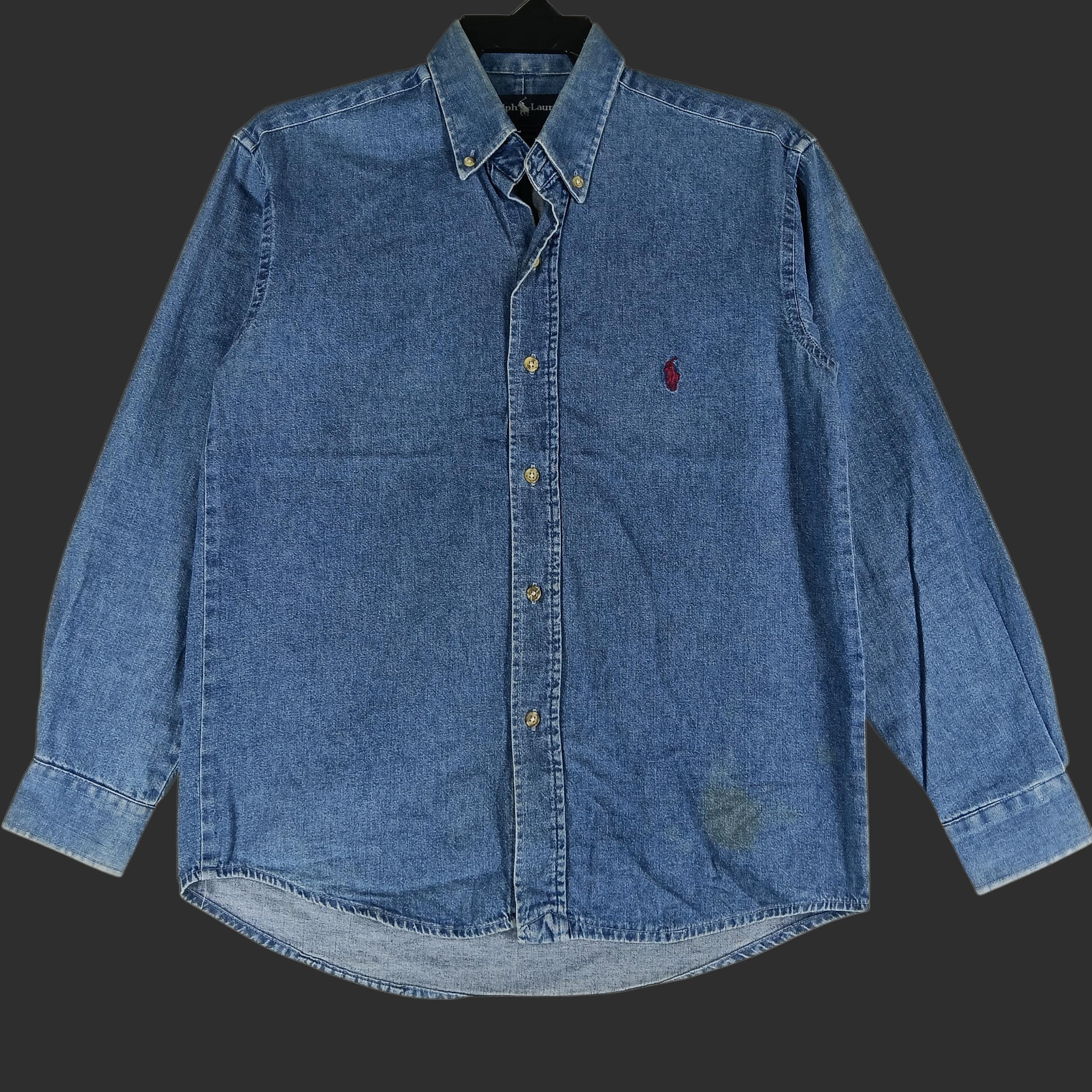 Vintage 90's Polo Ralph Lauren Jeans Shirt Small 90s Polo Pony Blue Denim Oxfords Polo Ralph Lauren RL 67 Jeans Button Up Shirt Size S
