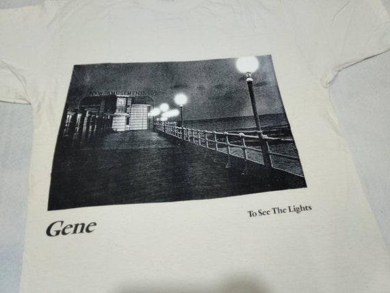 ミュージシャン JJJ photo Tee pop yours BLK L flashbacks Vintage 90's Gene British Rock Band White Xlarge T Shirt to