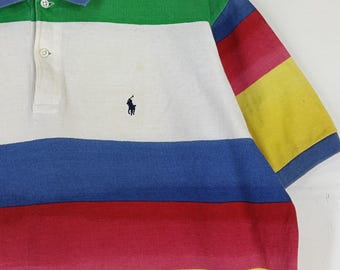 Vintage Ralph Lauren Stripes Polo Shirt Xlarge 90s Sportswear
