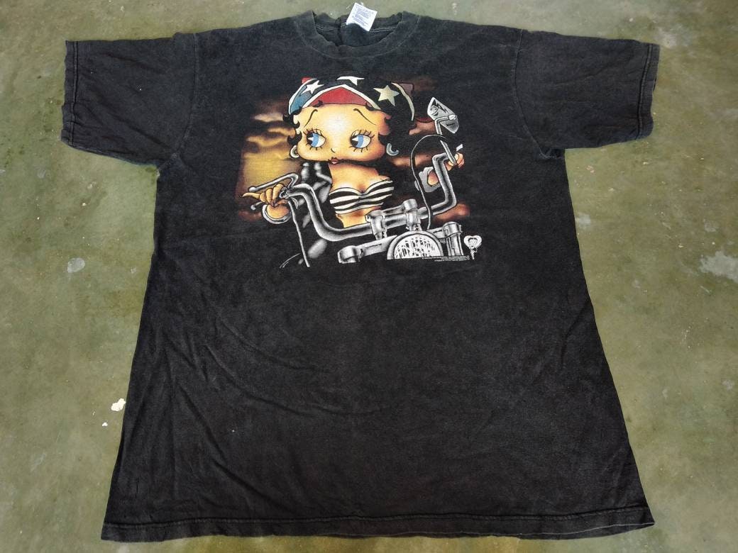 Vintage 90's Betty Boop Sexy Motorcycle Bike Harley Davidson