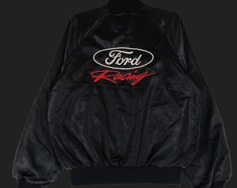 Vintage 90's Ford Racing Black Motorsport Medium Jacket Ford