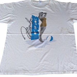 Vintage 90&#39;s Marilyn Monroe Singer Actress Modelling Large White T Shirt Music Shirts Tees Concert Tour Size L