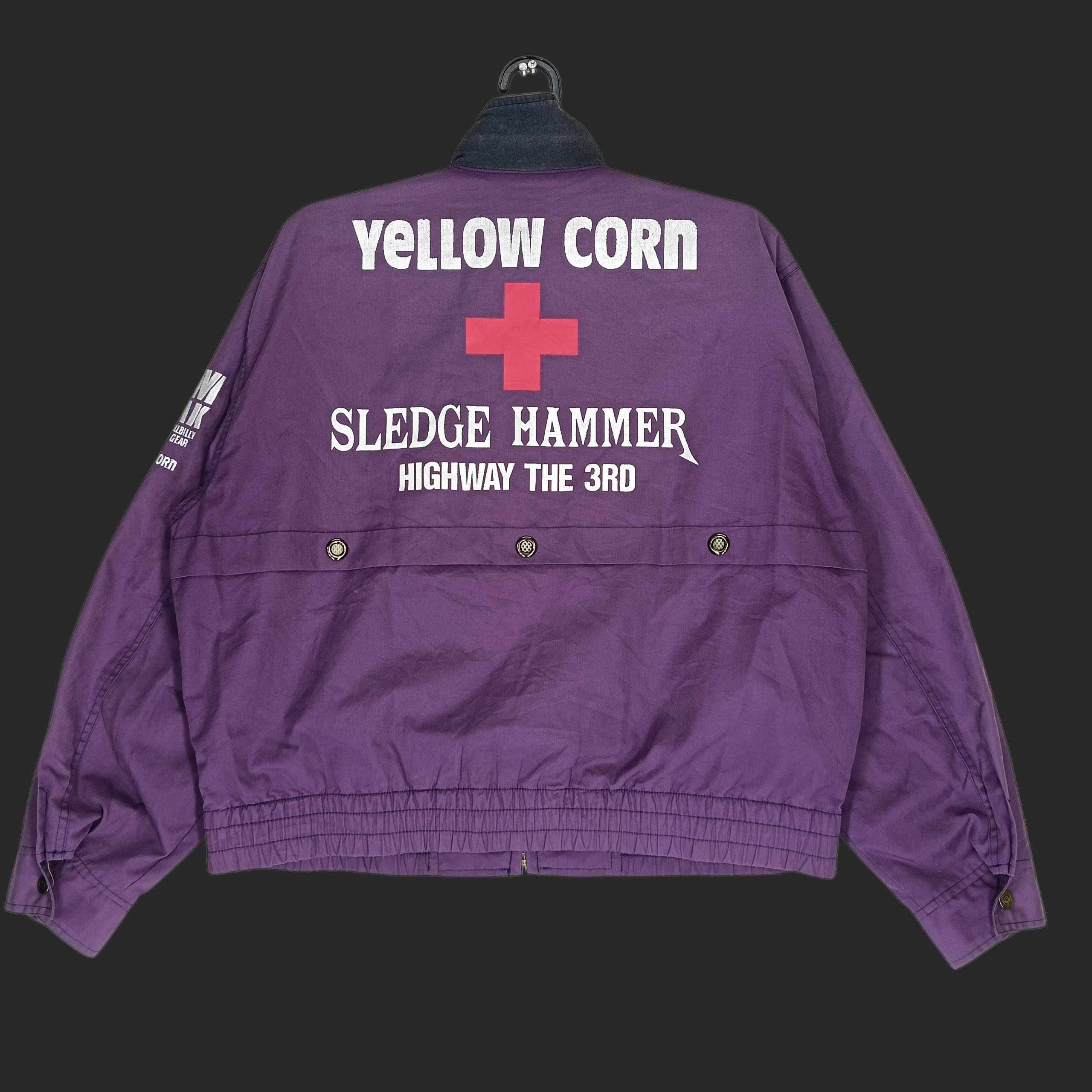 Vintage Yellow Corn Motorsports Sledge Hammer Jacket Large 90s