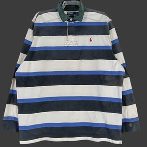 Vintage Ralph Lauren Distressed Stripes Polo Shirt XXXLarge 90s Sportswear  Multicolor Striped Ralph Lauren Rugby Shirt Size 3L
