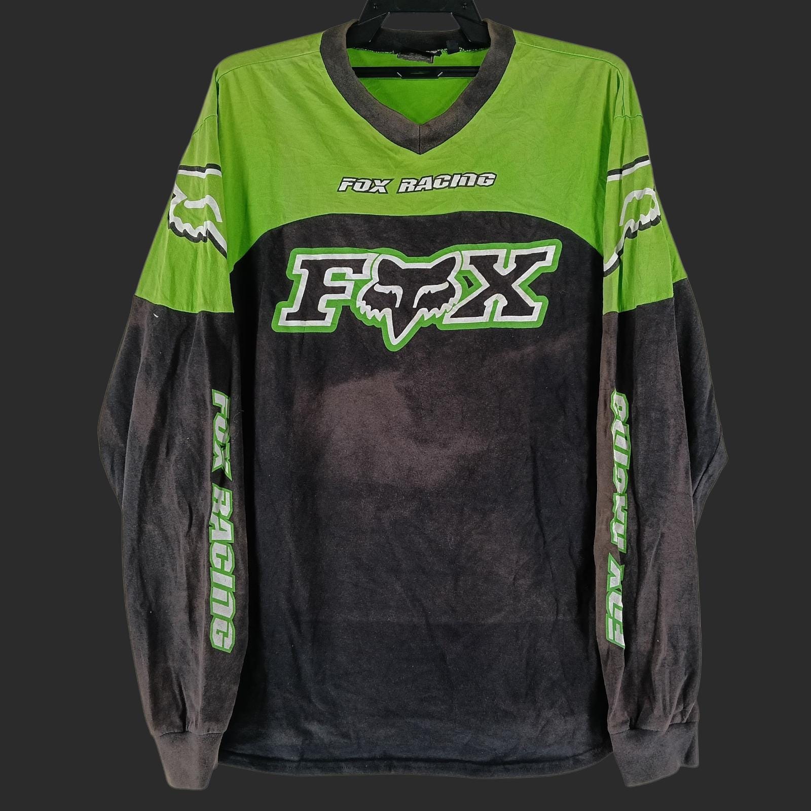Vintage 90's Fox Racing Motocross Sport Black Green Medium Sun