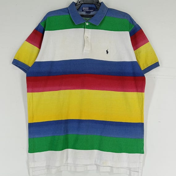 Vintage Ralph Lauren Stripes Polo Shirt Xlarge 90s Sportswear