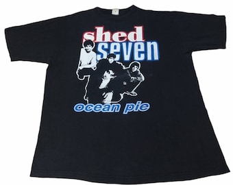 Vintage 90's Shed Seven English Alternative Rock Band Black Large