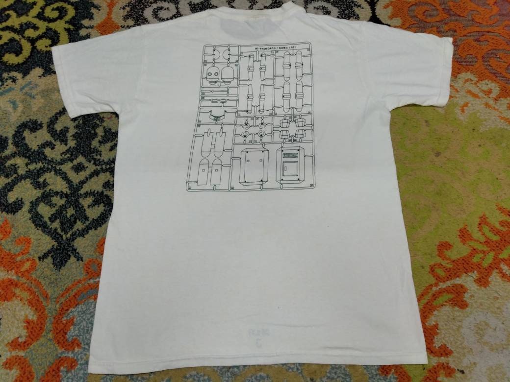 Vintage 90's Hi-standard Japanese Punk Rock Band White Medium T