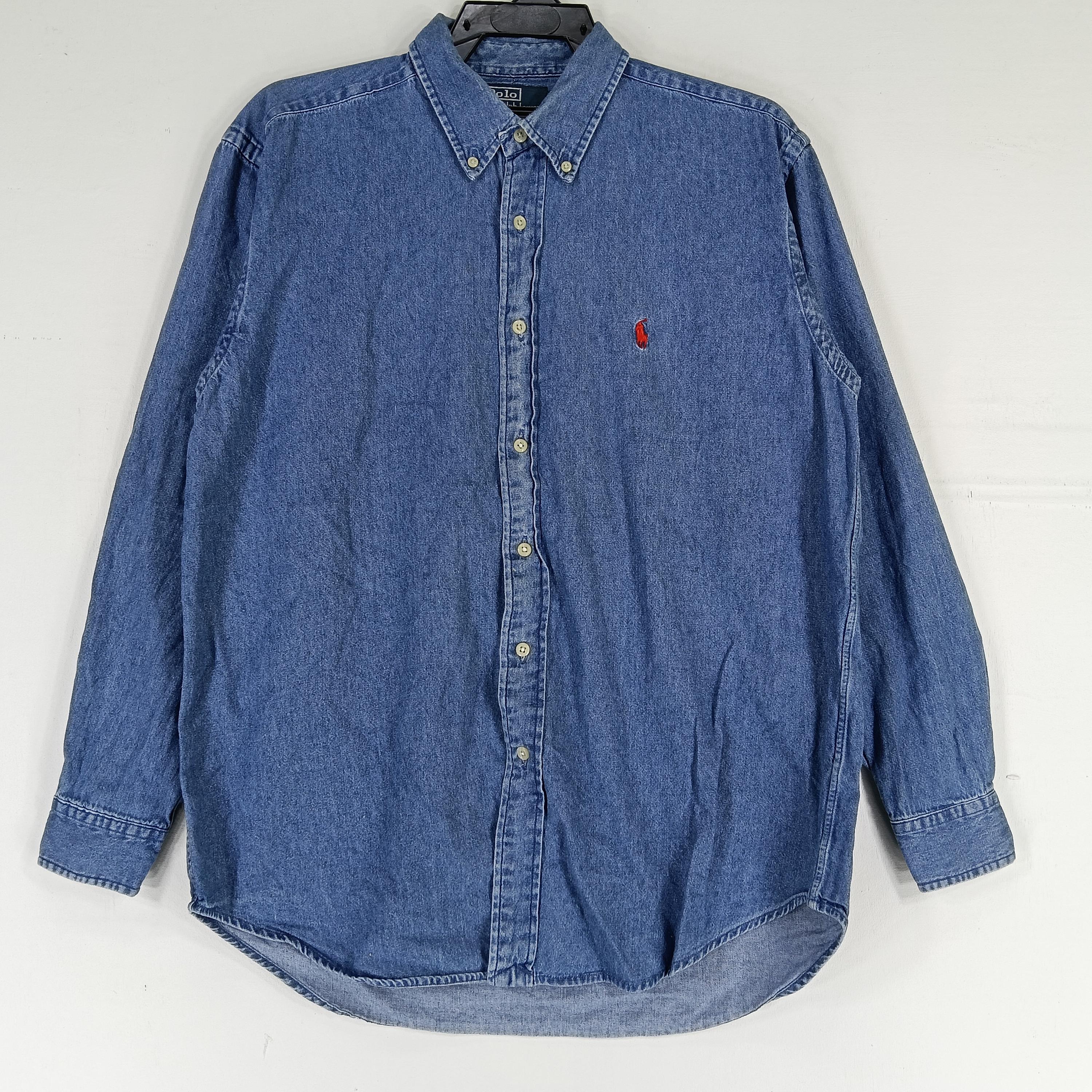 Vintage 90s Polo Ralph Lauren Blue Jeans Shirt Large Ralph Lauren