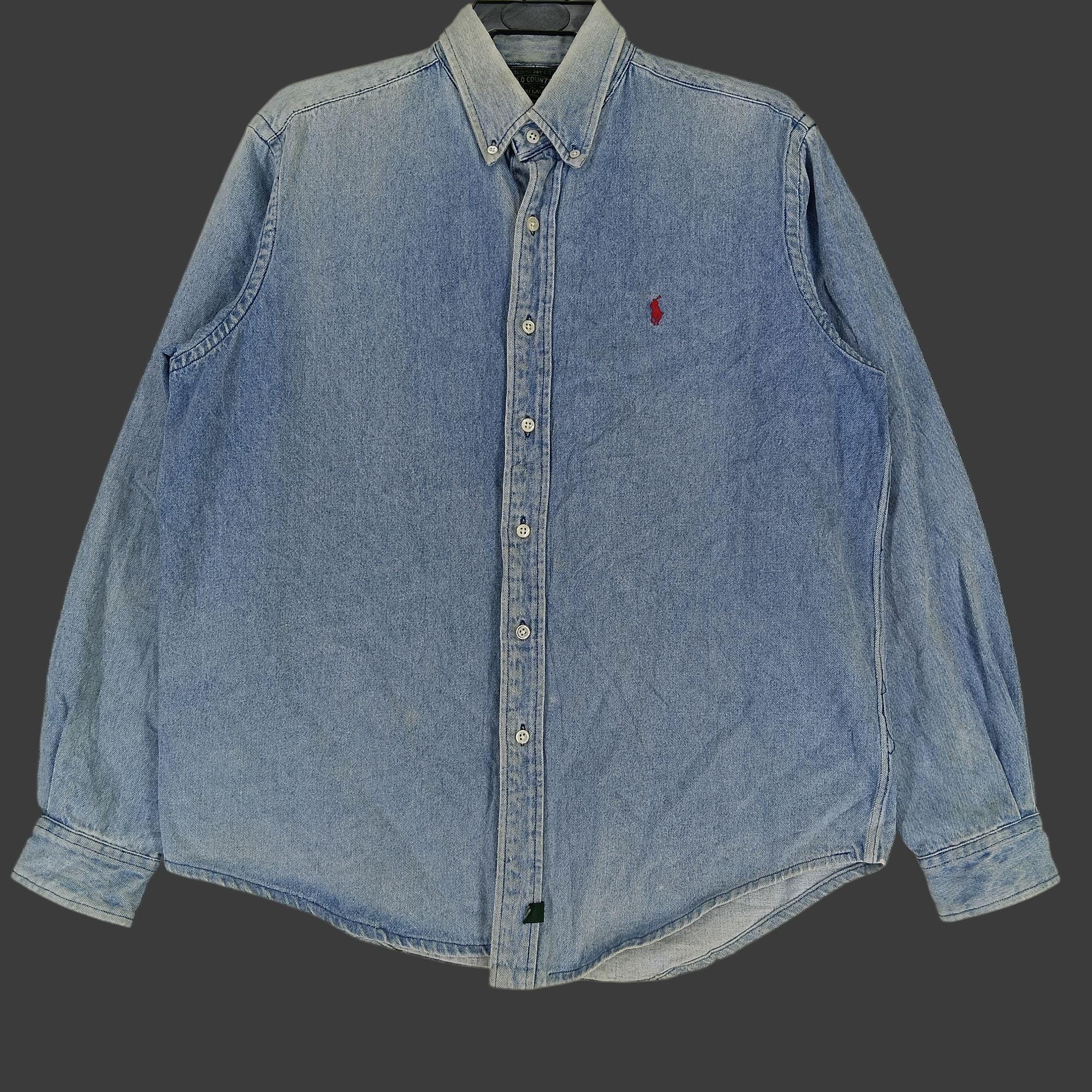 トップス 90s POLO COUNTRY denim shirt S vintage Vintage Polo Country Ralph Lauren Jeans Shirt Medium 90s Polo Pony