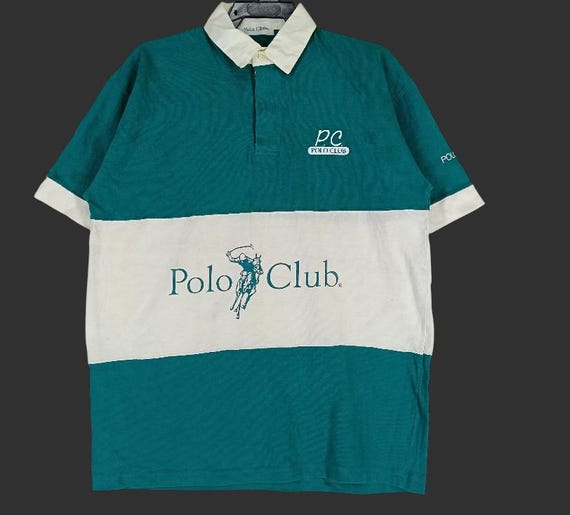 Vintage 90's Polo Club Green White Large Polo Shirt Polo Club