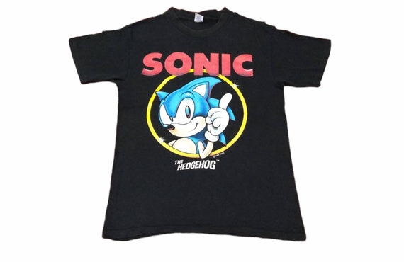 90s ビンテージSEGASONIC the hedgehog Tシャツ Vintage 90's Sonic the Hedgehog Black Medium T Shirt Movie Promo