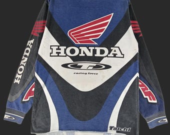 Vintage 90's Honda Motorcross Multicolor Large Shirt Honda Racing Motocross Championship Motor Sport Racing Honda Racing Force Shirt Size L