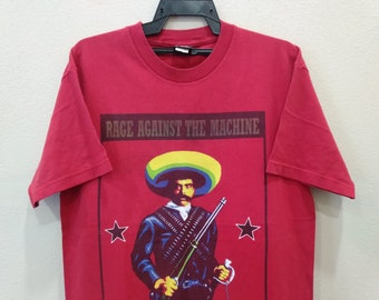 ミュージシャン 90'S RAGE AGAINST THE MACHINE T-SHIRTS Vintage 90's Rage Against the Machine American Rock Band Red Large