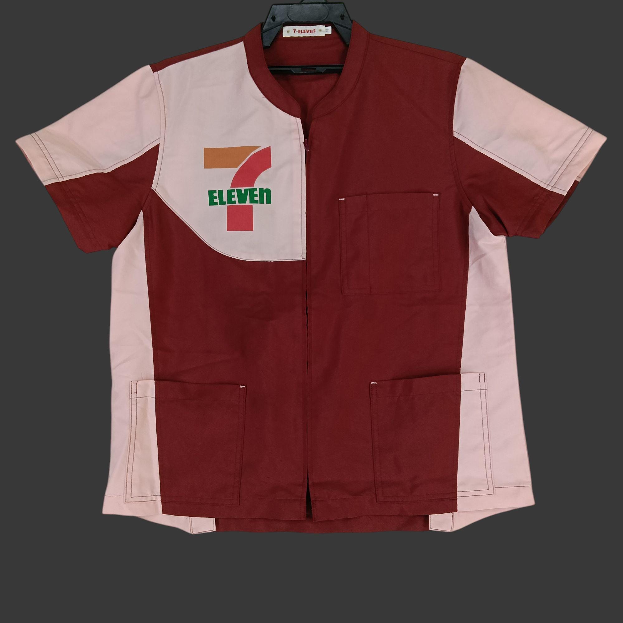 【限定】SEVEN-ELEVEN セブンイレブン 刺繍ロゴ 開襟シャツ ベージュ All Over Embroidery Blouson | STUDIO SEVEN (スタジオ セブン)