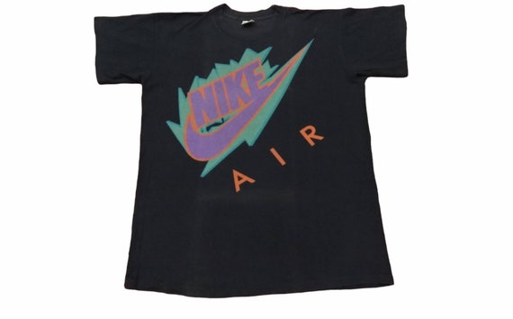 Vintage 90's Nike Swoosh Big Logo Black Xlarge T Shirt Nike Air Shirt Gray  Tag Tee Sportsman Shirts Size XL 