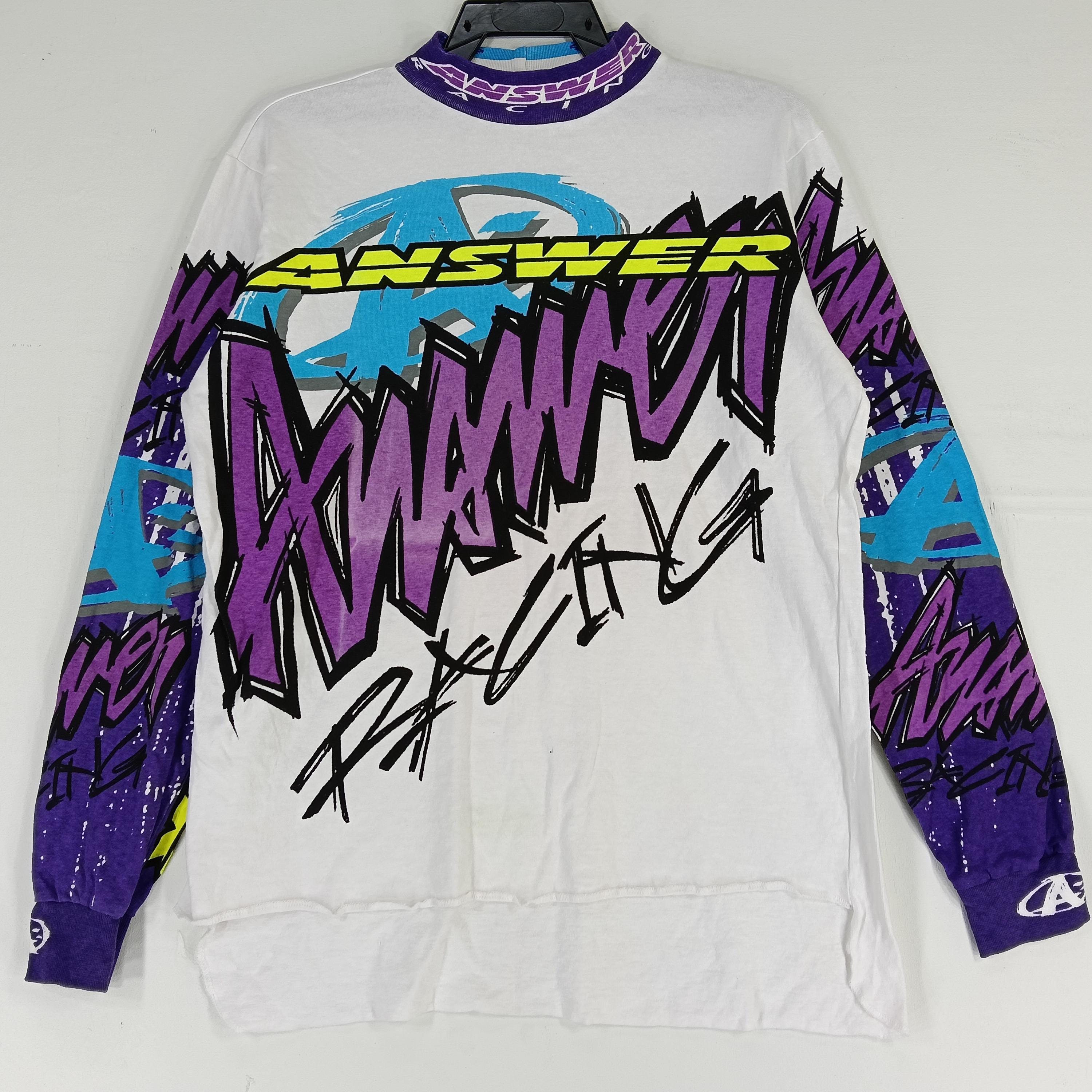 マ*ト様 90's ANSWER RACING モトクロスシャツ　L Vintage 90's Answer Multicolor Motorcross Racing Small Shirt