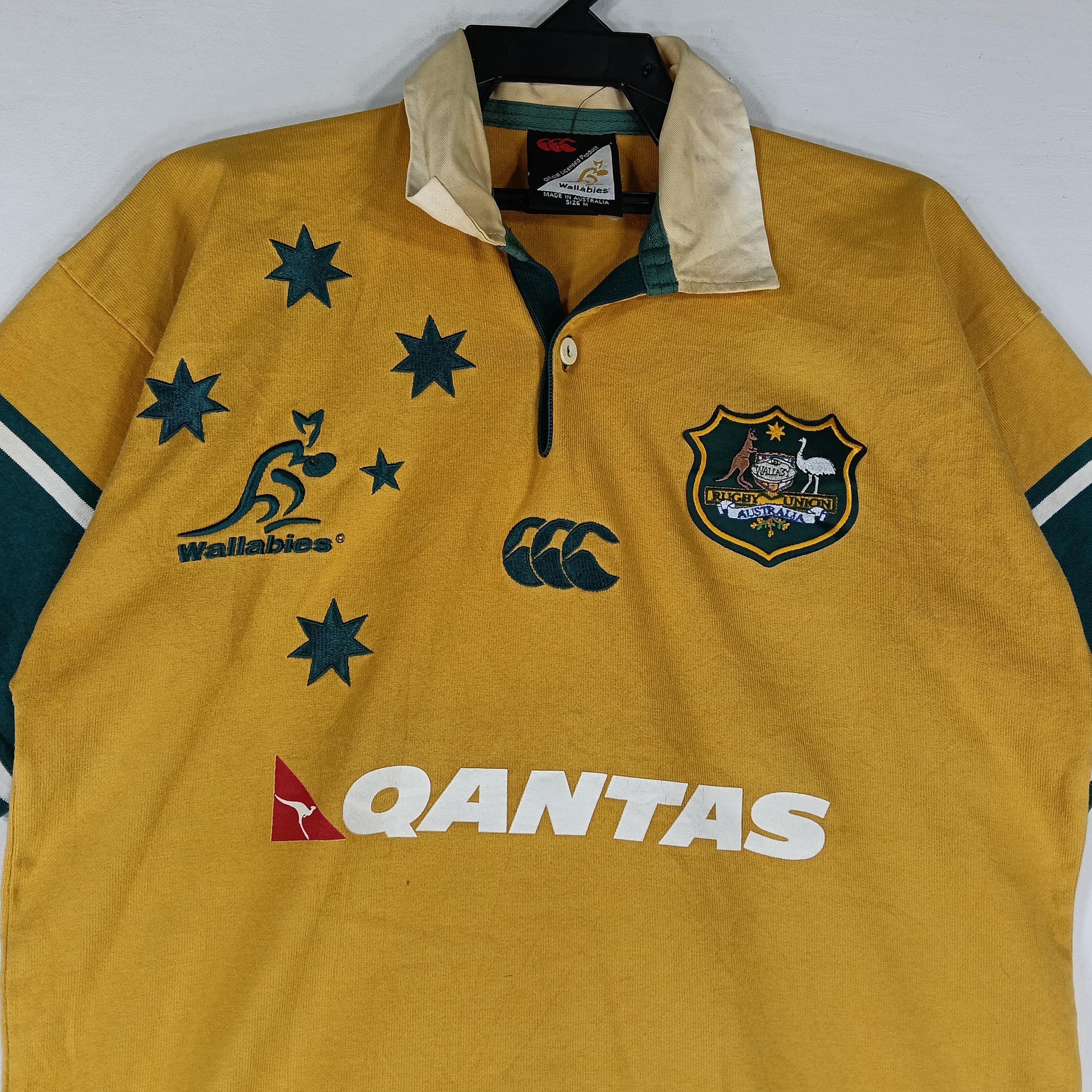 Vintage Canterbury Wallabies Qantas Yellow Medium Polo Rugby