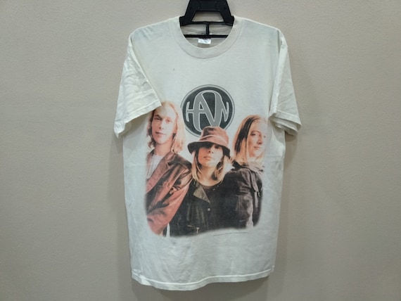 Vintage 90's Hanson American Pop Group Band White Medium T Shirt