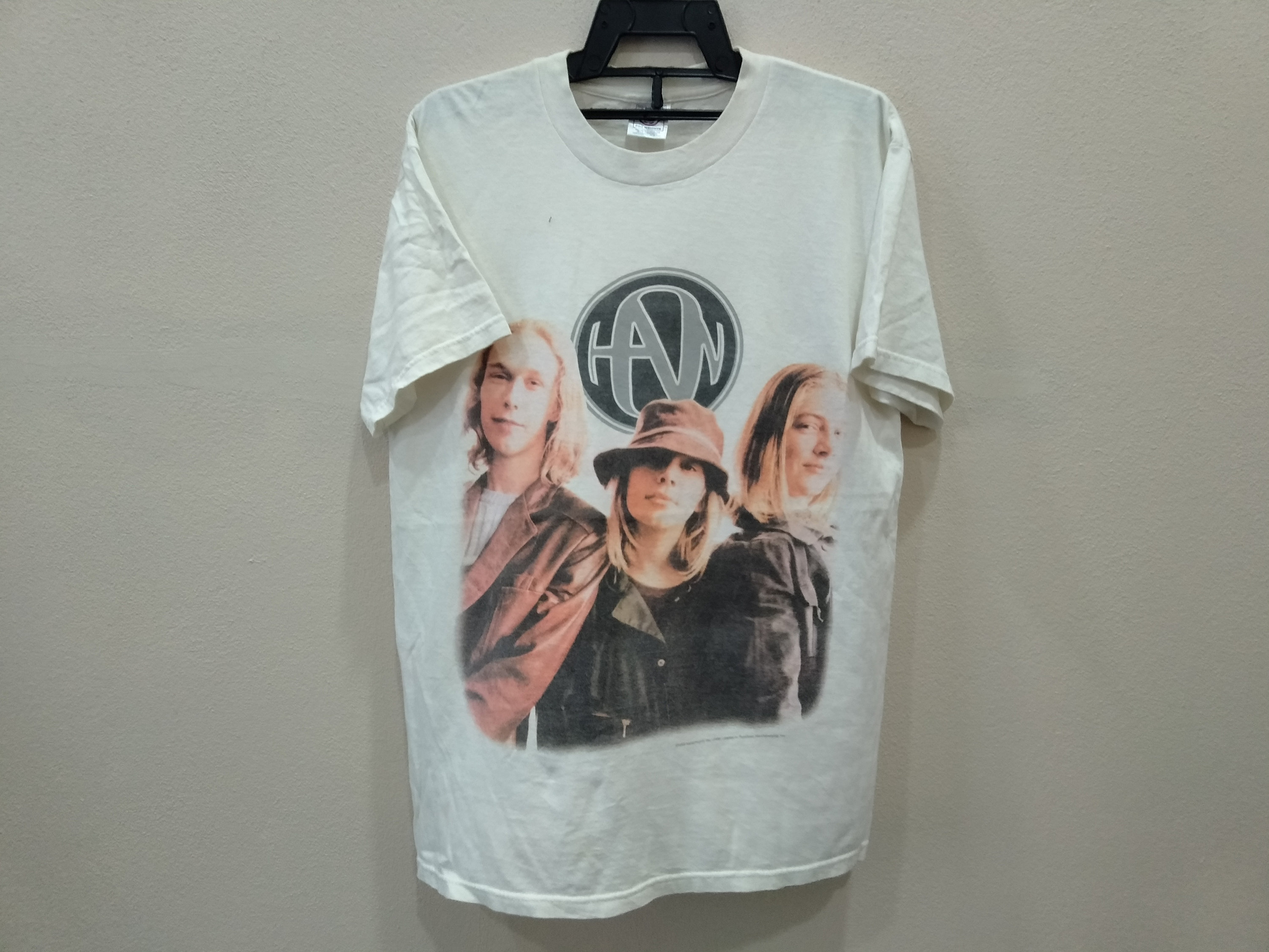 Vintage 90's Hanson American Pop Group Band White Medium T Shirt