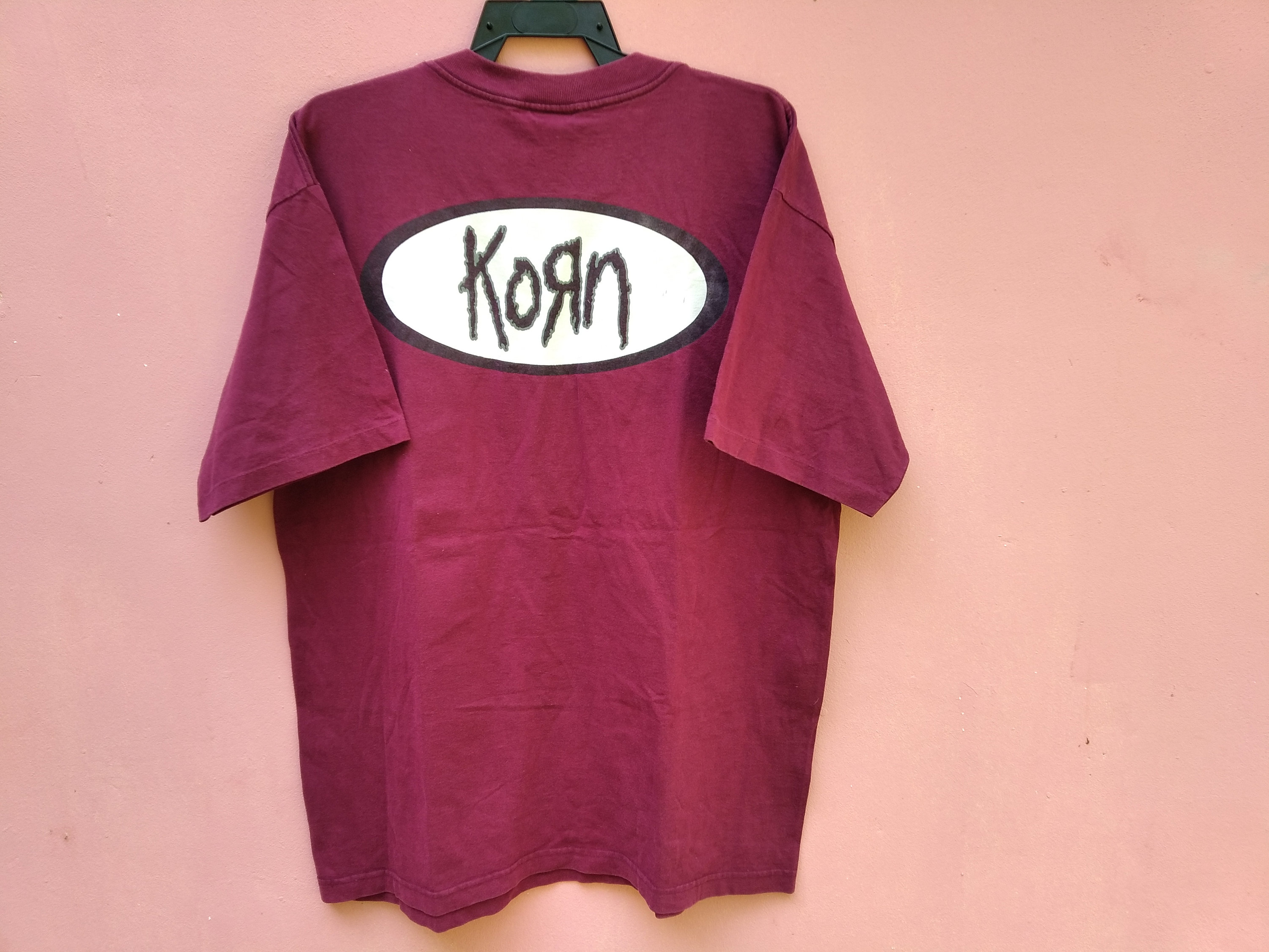 Vintage 90's KORN Band Rock Metal Music Maroon Xlarge T Shirt