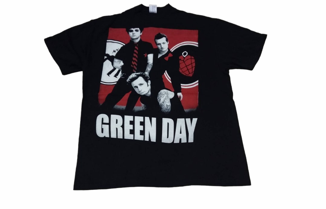 Vintage 90's Greenday Band Rock Punk Black Large Tour T Shirt Punk