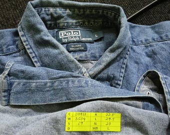 Vintage 90s Polo Ralph Lauren Blue Jeans Shirt Large Ralph Lauren