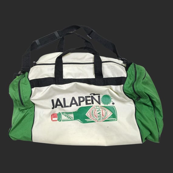 Vintage Jalapeno Duffel Large Bag Travel Holiday Jalapeno Souce Brand Tabasco