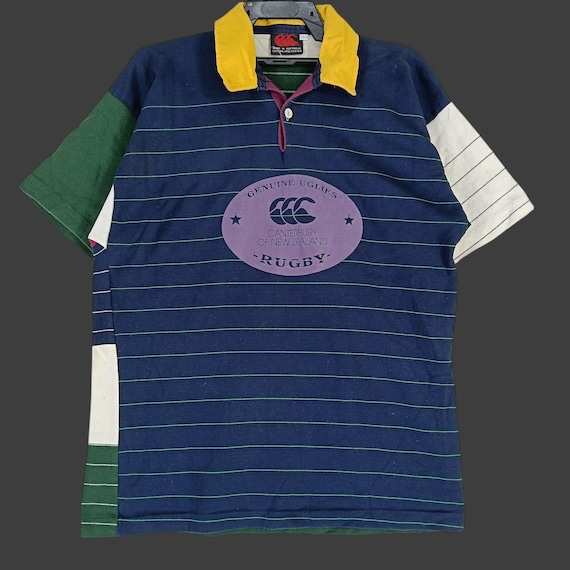 Vintage 90's Canterbury Multi Color Large Polo Rugby Shirt Polo