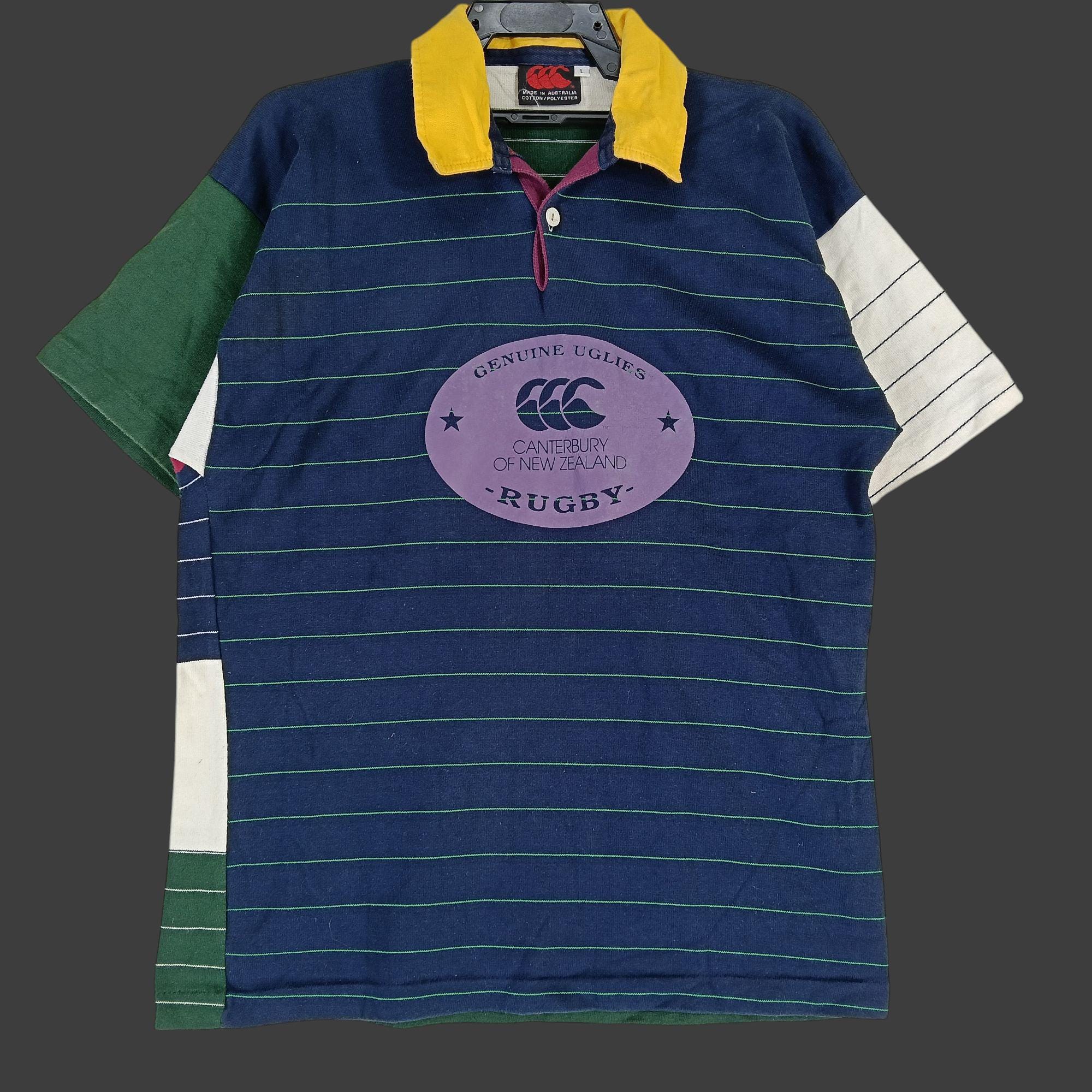 Vintage 90's Canterbury Multi Color Large Polo Rugby Shirt Polo