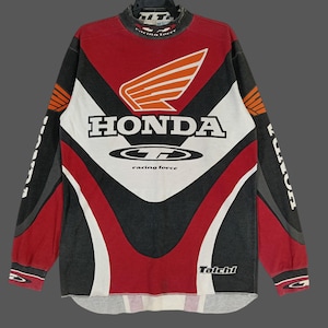Vintage 90&#39;s Honda multicolor Motorcross XLarge Shirt Honda Racing Motocross Champion Motorsport Long Sleeves Shirt Size XL