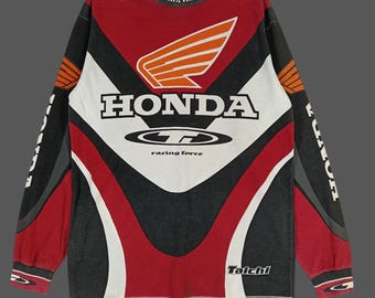 Vintage 90's Honda multicolor Motorcross XLarge Shirt Honda Racing Motocross Champion Motorsport Long Sleeves Shirt Size XL