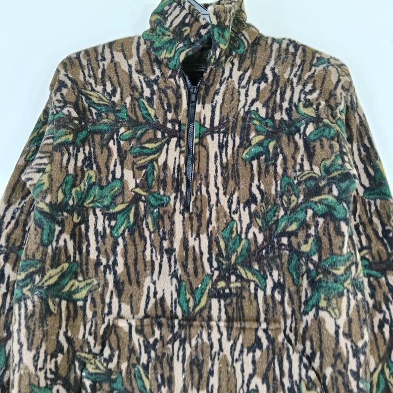 Vintage Bluebills Äkta Trädkamouflage Tröja Jacka Med Halv Dragkedja Liten Kamouflage Militärstil Jaktskog Mossy Oak T-shirt Storlek S bild 5